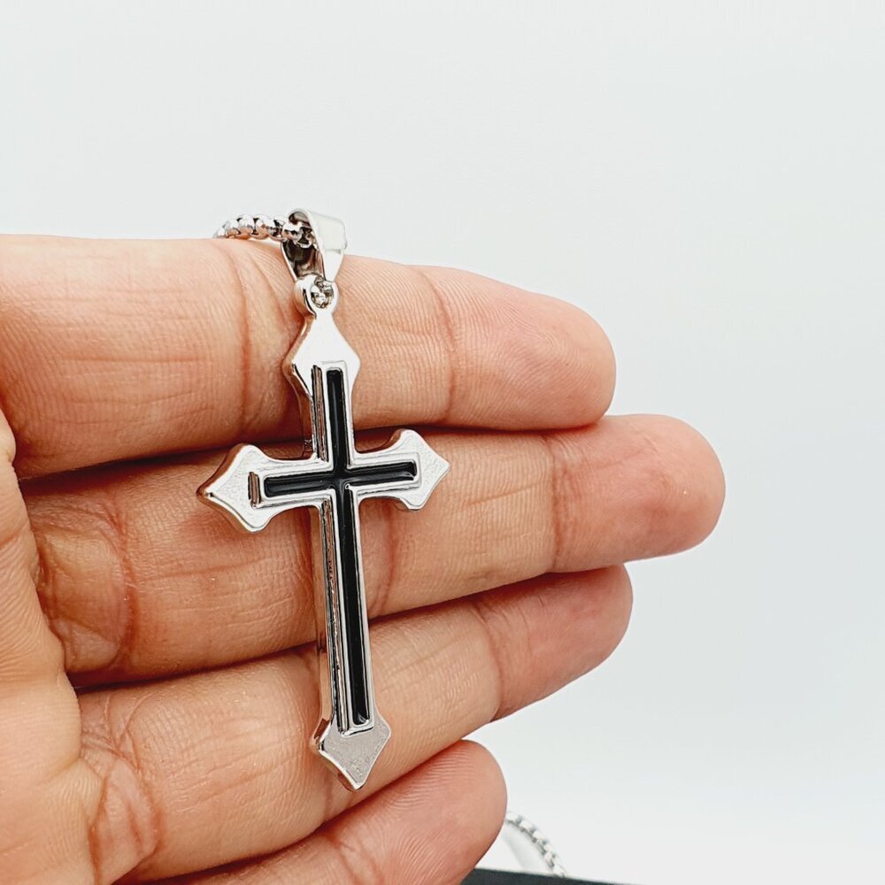❤️Cross Nail Chain scarecrow gothic Necklace, N90201P122 - Picture 3 of 11